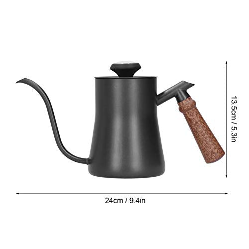 Coffee Drip Kettle 650ml Ergonomic Handle Stainless Steel Design with Thermometer for Home Baristas (650ml black)