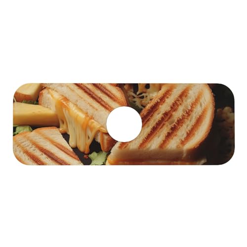 Cheese Sandwiches Splash Guard Mat For Kitchen Sink, Super Absorbent Fast Drying Faucet Mat Draining Mat Sink Gadgets Behind Faucet Sinkmat For Kitchen And Bathroom 15"X5.5"