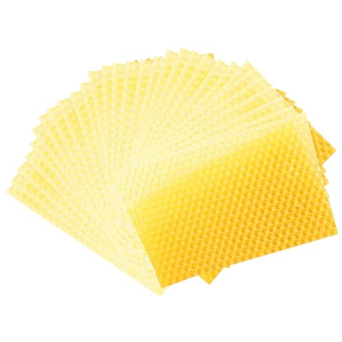 Beeswax Sheets 30Pcs Natural Honeycomb Design Yellow 5.24x3.54 inches