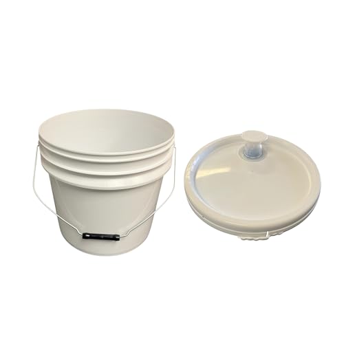4 Gallon White Bucket with Pour Spout Lid - Food Grade Plastic Pail, BPA Free, Airtight Seal, Rubber Seal for Storage (1)