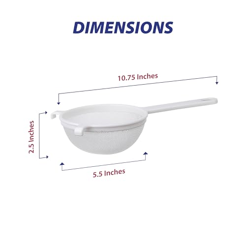 HIC Kitchen Double-Ear Fine Mesh Strainer, BPA-Free, 5.5-Inch, For Sifting Baking Ingredients, Straining, And Draining Soups, Sauces, And Stocks - color: Double-Ear Fine Mesh White, size: 5.5-Inch