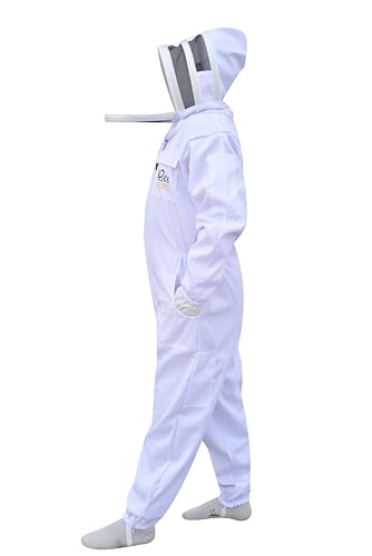 Bee Suit with Fencing Veil One Pair Gloves Polycotton Sting Proof Beekeeping Suit for Beekeeper - color: White, size: 4X-Large