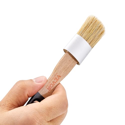 VEVOR Chalk Wax Paint Brush, 4 Piece Wax Paint Brush, Stain Brushes for Furniture, Acrylic Painting,Milk Paint,Home Decor, Natural Bristle Round Oval Chalk Paint Brushes for All Painting and Waxing - size: 4 PCS, style: Paint Brush
