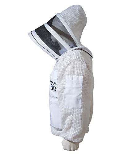 Brutul Bee 3 Layer Beekeeping Ventilated Jacket Fully Protection Beekeepers Ultralight Beekeeping Jacket with Fencing Veil - color: White, size: 4X-Large