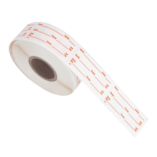 L LIKED 500 Stickers Use by 1 x 2 Inch Dissolvable Food Storage Labels for Containers Prep roll of 500 (Red) - color: Red