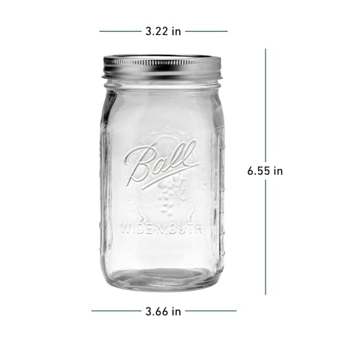 Ball Wide Mouth Quart 32oz. Glass Mason Jar with Lids and Bands, 4 Count - size: 32oz (4-pack)
