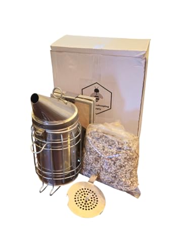 Bee Hive Smoker Kit with 1/2 lbs Cotton Fiber Smoker Fuel (stainless Steel)