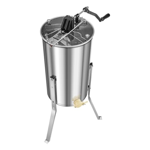 VEVOR Honey Extractor, 2 Frame Manual Honey Extractor with Transparent Lid, Stainless Steel Honeycomb Drum Spinner with Height Adjustable Stand,Honeycomb Extraction Centrifuge Equipment for Beekeeping - style: 2 Frame
