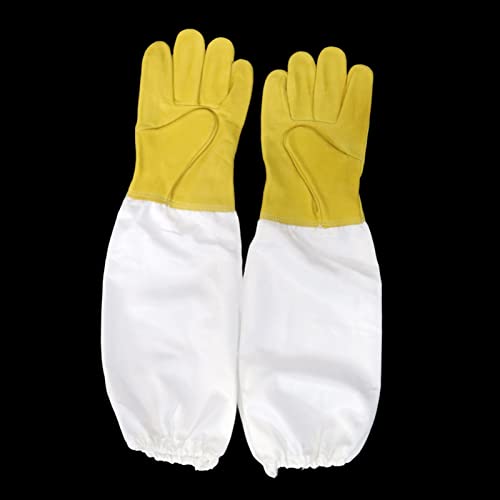 Goatskin Leather Beekeeper's Gloves with Ventilated Long Sleeves Elastic Cuffs Beekeeper Protected Gloves Beekeeping (Color : Yellow, Size : X-Large) - color: Yellow