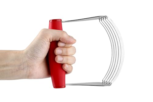 Spring Chef Red XL Size Dough Blender Tool For Baking, Heavy Duty Pastry Blender Tool for Easy Mixing, Stainless Steel Pastry Cutter with Sharp Blades, Dishwasher Safe Dough Mixer | Heavy Duty Dough Mixer with Stainless Steel Blades, Butter Cutter for Eas