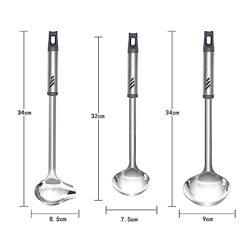 Gravy Ladle, 1 oz Small Ladles for Serving Sauce, Stainless Steel Sauce Ladle with Pouring Spout, 13.4 inch Drizzle Spoon for Gravies and Dressings, Durable Construction, Silver, KLB-ASB-123 - size: 1 oz Gravy Ladle