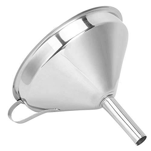Stainless Steel Funnel with Built-in Strainer – Large Wide-Mouth Heavy-Duty Kitchen Funnel for Canning, Wine Making, Oil Transfer, and Liquid Pouring