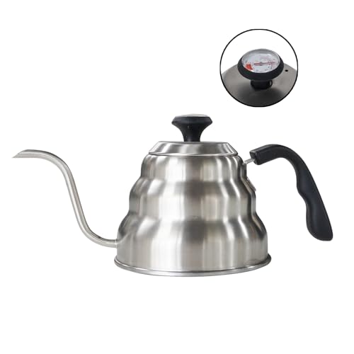Gooseneck Kettle 1000ml for Pour Over Coffee Stovetop – Stainless Steel Coffee Pot with Precision Spout, 304 Food-Grade BPA-Free, Heat-Resistant Handle, for Gas Electric Ceramic Stove - size: 1000ML