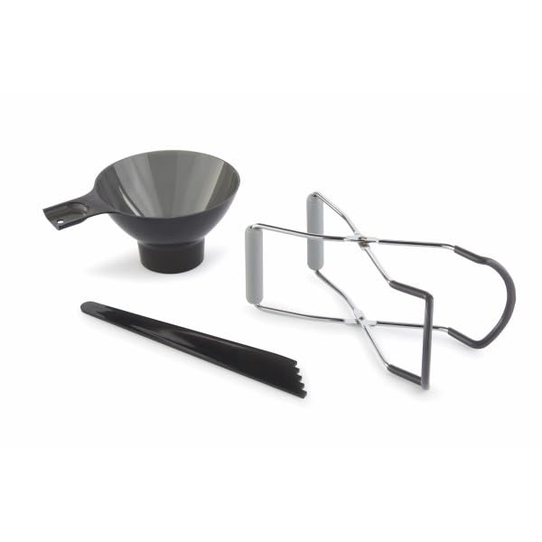 Ball Utensil Set of Jar Funnel, Jar Lifter, Bubble Remover, Black, 3-Count (Pack of 3)