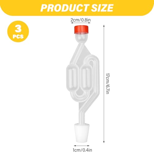 3Pcs Airlocks for Fermenting, S-Shaped Bubble Airlock Set with Rubber Stoppers, Used for Brewing Wine, Beer, Sauerkraut, Pickles