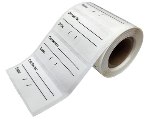 Water Soluble Labels – 500 Removable Dissolvable Labels for Food Storage – No Cleanup, Effortless Removal – Ideal for Freezer & Kitchen Organization (Contents, 1X2 in)