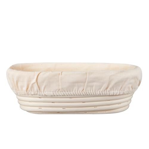 Dimpola Banneton Bread Proofing Basket Banneton Basket Set Sourdough Proofing Basket Round Proofing Bowls Handmade Rattan Baskets and Liners (Oval 10 inch set of 2) - style: Oval 10 inch set of 2