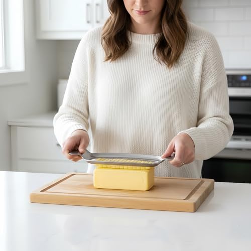 Stainless Steel Wire Butter & Cheese Slicer Cutter,with Ergonomic handle Portable Grip for Block Cheese, Butter,Soft Fruits(7.68×2.56in Silver)