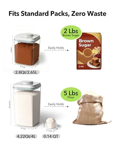 Airtight Food Storage Container with One-Touch Lid, 4.22 QT / 4.0 L Stackable Durable BPA-Free PET for Flour, Sugar, Cereal & Kitchen Pantry Organization. - color: 4.22Qt/4L