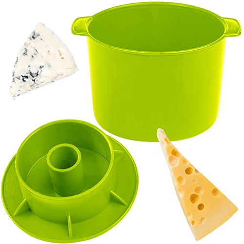Cheese Mold for Cheese Making Cheese with Follower 1/2 gal Green - Cheesemaking Supplies - Cheese Form Mold - Cheese Making Basket - Molde Para Queso Casero - Cheese Press Mold - Maker Mold Cheese