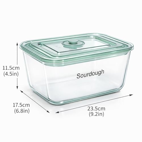 3L/101 oz Sourdough Starter Jar, Sourdough Bread Baking Supplies, Wide Mouth Glass Jar with Airtight Lid, Sour Dough Tools Kit, Food Storage Container for Kitchen Countertop, Rectangle, Clear - size: Rectangle
