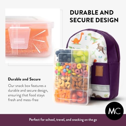 Snack Box Containers Set of 2-Reusable,100 Dissolvable Labels, 8 Adjustable Compartments, Dishwasher Safe, BPA-Free, Food Grade, Durable Design, PARENT TESTED PARENT APPROVED AWARD (2 Pack)(Clear) - color: Clear (New), size: Small