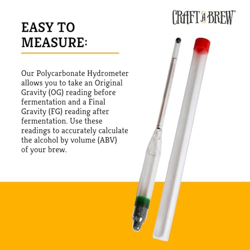Craft A Brew - Polycarbonate Hydrometer - Triple Scale - Measures Potential Alcohol Content & Density of Sugar - Durable & Built to Last - Specific Gravity, Potential ABV, & Brix