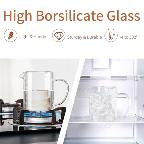 FrutPunch Glass Measuring Cup, Two-Pack (8OZ, 12OZ) with V-Shaped Mouth, Liquid Measuring Cups, Coffee Glass Measuring Cup with Handle, Suitable for Kitchen and Restaurant. - size: 8OZ/12OZ