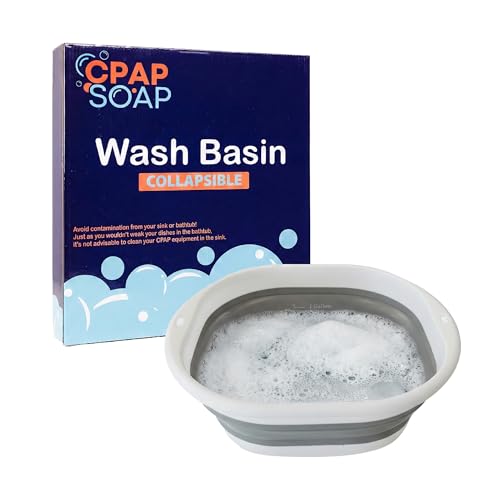 CPAP Cleaning Kit and Supplies for Mask, Hose, and Accessories - 1-Gallon Collapsible Wash Basin, 6ft Brush Set, Hose Hanger with Suction Cup - CPAP Soap Clean Start Kit by Liviliti