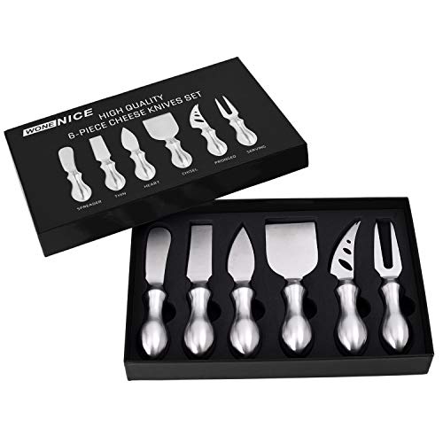 WoneNice Cheese Knife Set, 6-Piece Stainless Steel Knives for Charcuterie, Gift for Wedding Housewarming Christmas