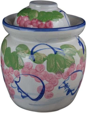 Medium Porcelain Pickling Jar 3 Liter with 2 Lids Fermenting Pickling Kimchi Crock Jingdezhen Chinese Korean (pink, 10.5")