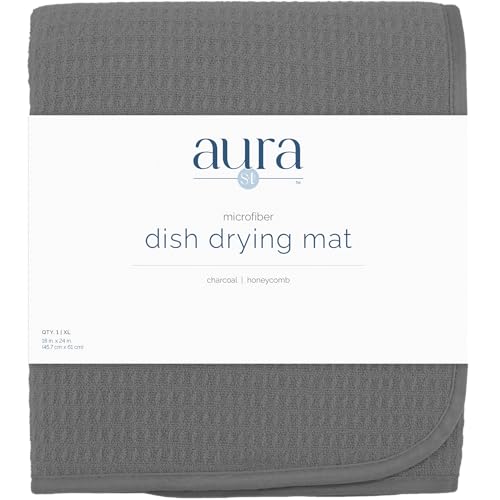 S&T INC. Dish Drying Mat XL, 18” x 24”, Absorbent Microfiber Kitchen Counter Mat, Dish Drying Pad for Dishes, Utensils, Pots and Pans, Extra Large, Charcoal - size: 18" x 24"