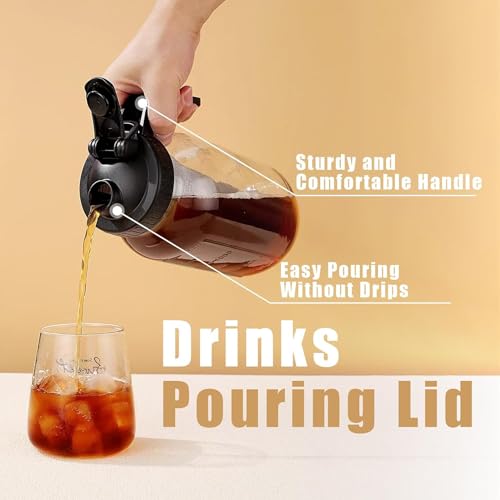 Mason Jar Pour Spout Lid for Wide Mouth Mason Jars, Leak Proof Seal Cover, Mason Jar Pitcher Flip Cap Airtight Handle Lid (Pack of 2)