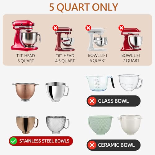 Kitchen Aid Silicone Bowl Insert,Foldable 5qt Silicone Liners for Kitchenaid Mixer Accessories and Attachments,Dishwasher Safe-Food Grade,Silicone Kitchen Aid Bowl Liners for Baking(3 Pack)