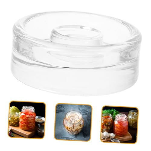 Healifty Wide Mouth Fermentation Glass Weight Heavy Stone for Home Canning 1 Piece for Pickling Vegetables and Fermenting Reusable Compatible Mason Jars