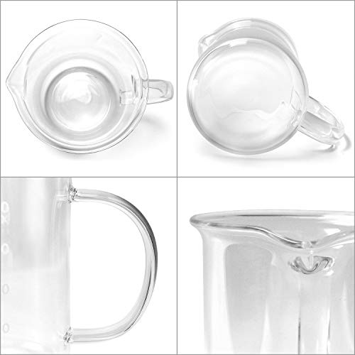 QWORK Beaker with Handle, 250ml/8.45oz, Borosilicate Glass,Measuring Cup, Beaker Mug with Pouring Spout - size: 250 ml