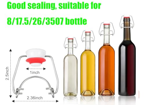 15 Pcs Flip Top Bottle Replacement Caps w/ 8 Sealing Silicone Gasket, Airtight Lids Leakproof Flip Top Stopper for 18mm Glass Bottles Swing Top Lids Fit 8/17.5/26/35oz Beer Bottles (15Pcs) - size: 15Pcs
