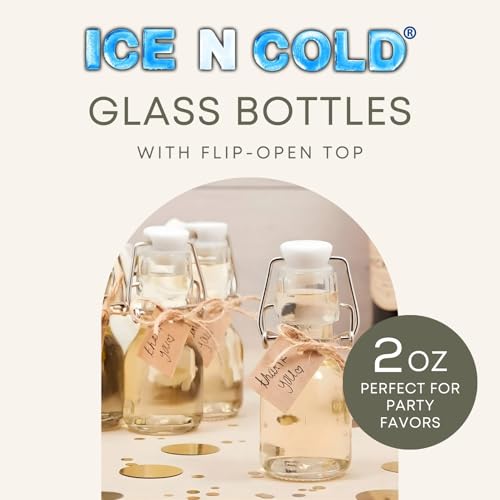 ICE N COLD Glass Swing Top Bottles | Flip Top Glass Bottles for Limoncello, Syrups, Oils, Vinegar, Extracts & Beverages | Airtight Reusable Glass Bottles (12-Pack, MINI (60ml | 2oz)) - color: 12-Pack, size: 2 Ounces