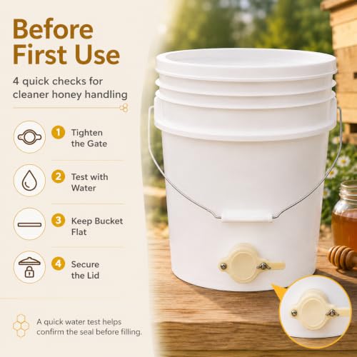 3 Pack 5 Gallon Honey Buckets with Honey Gates and Lids, 15 Gallon Total, Food Grade BPA-Free HDPE Beekeeping Bucket Set for Honey Harvesting, Extraction, Filtering, Bottling & Storage