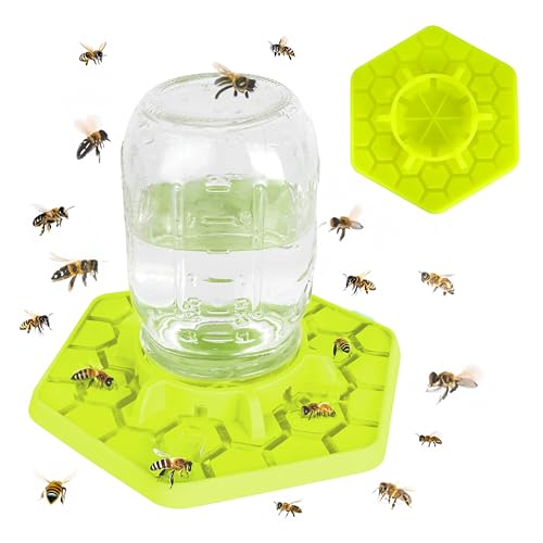 Bee Feeder for Mason Jar Made of Silicone - Bee Watering Station for Garden Compatible with Regular Mouth Mason Jars - color: Yellow