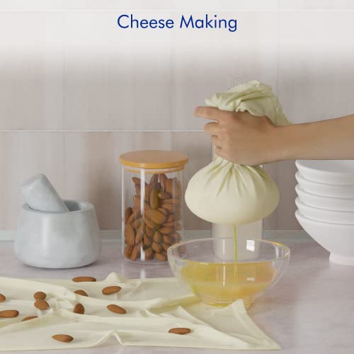 3 PCS Reusable Cheesecloth Bag & Nut Milk Bags, Grade 100, 14x14 Inch Hemmed Cheese Cloth for Straining Craft, 100% Cotton Unbleached Cloth Strainer for Cooking, Baking, Juicing, Cheese Making - size: 3 Pieces-14x14inch