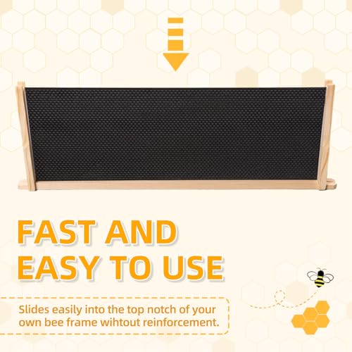 POLLIBEE Beehive Foundation, 8-1/2-Inch Deep Black Foundation, 10 Pcs Bee Hive Beeswax Coated Foundation Sheet,Bee Waxed Foundation Sheets for Bee Frame - color: Deep-Black