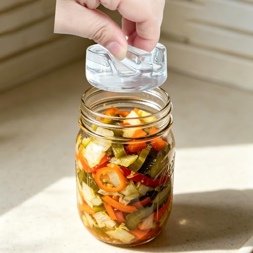 4 Pack Fermentation Weight with Easy Grip Handle,Glass Fermenting Weights for Wide Mouth Mason Jars,Glass Weights for Fermenting,Sauerkraut,Pickles,Kimchi - style: Straight