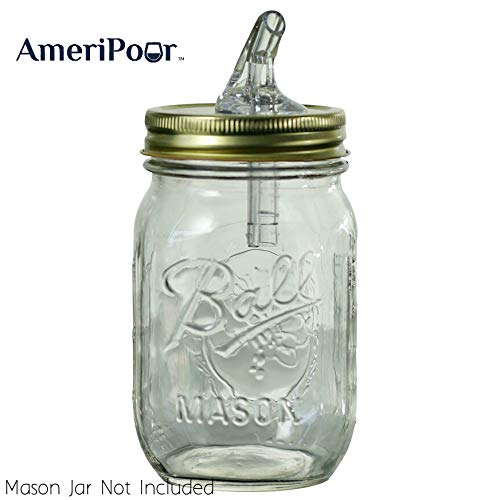Mason Jar Pour Spouts - For Moonshine And Whiskey - Made 100% In The USA. Free Flow Mason Jar Spouts That Don't Leak - No Cracks, Just A Perfect Cocktail Pour Everytime. 2 Pack - size: Classic Regular Mouth No Flap