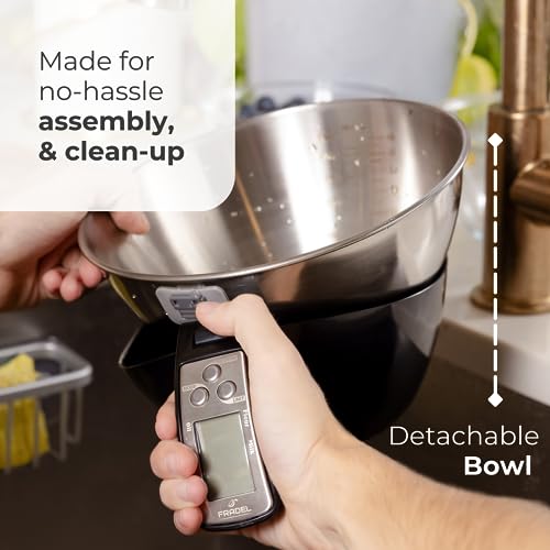 Fradel Digital Kitchen Food Scale with Bowl - 11lb, Grams & Ounces - Removable, Dishwasher-Safe Mixing Bowl - Black - color: Black
