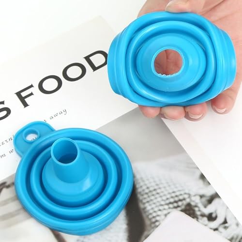 4 Pack Foldable Silicone Funnel Set, Collapsible Small & Large Sizes for Kitchen, Water Bottles & Liquid Transfer, Food Grade