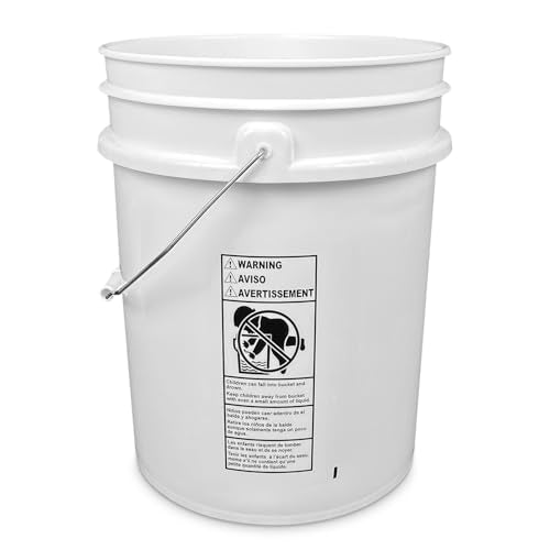ePackageSupply 5 Gallon Bucket - Food Grade Bucket, Metal Handle Grip, BPA-Free, Heavy-Duty 90 Mil HDPE Plastic Pail, Stackable Utility Container, Made in USA, Lid Not Included, White, 12 Packs - color: White, size: 12 Packs