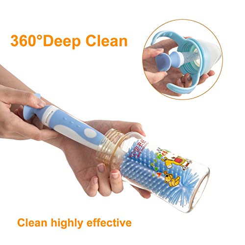 Chemimoso Multifunctional Cleaning Brush, Baby Bottle Brush, Bottle Brush Cleaner, Rotate The Suction Cup to Obtain The Small Bristle Brushes, Set Z, Green, Silicone and Nylon Brush - color: Green 1