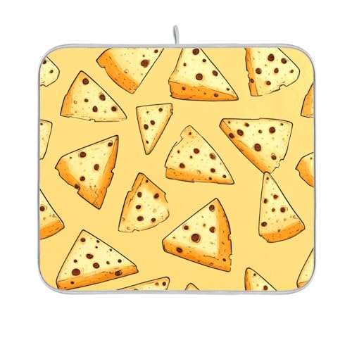 Dish Drying Mat for Kitchen Counter Brown Spots Cartoon Cheese Absorbent Drying Dish Mat 18×24 inch Dish Rack Pad Coffee Mat for Sink Dishes Under Rack - size: 18x24in