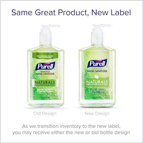 Purell Advanced Hand Sanitizer Naturals with Plant Based Alcohol, Citrus Scent, 12 fl oz Pump Bottle (Pack of 4) - 3623-06-EC2